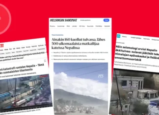 नेपाल विपत्तिबारे फिनल्यान्डमा व्यापक प्रेस कभरेज, यसो भन्छन् मुख्य मिडिया